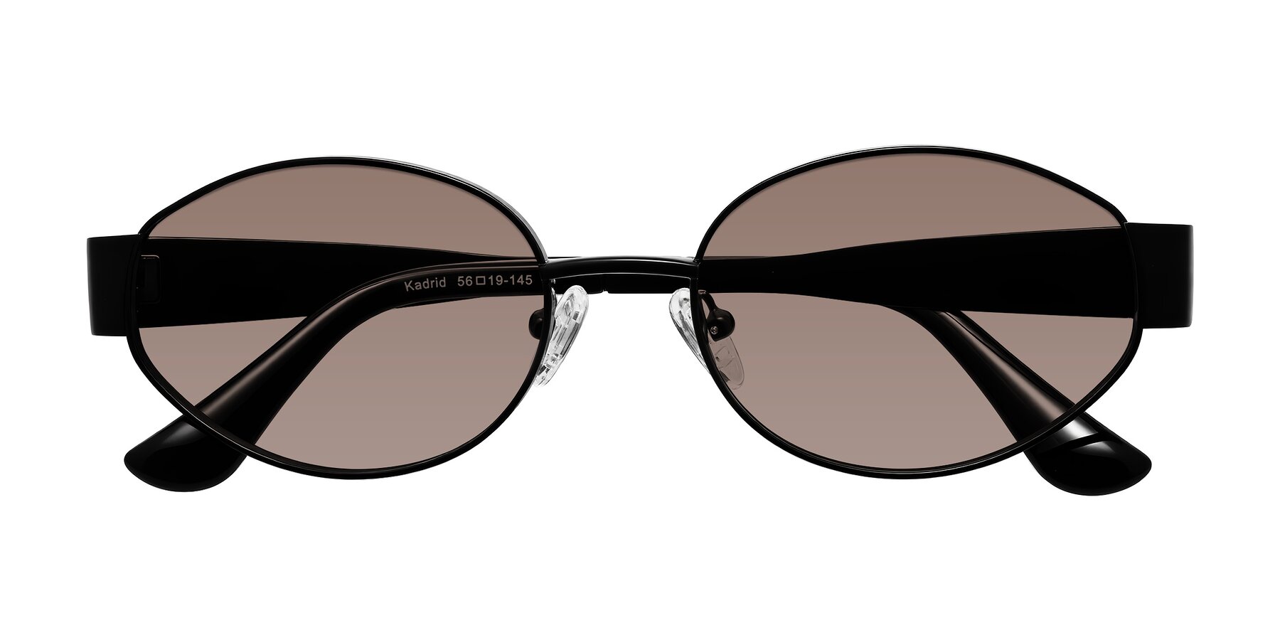 Folded Front of Kadrid in Black with Medium Brown Tinted Lenses