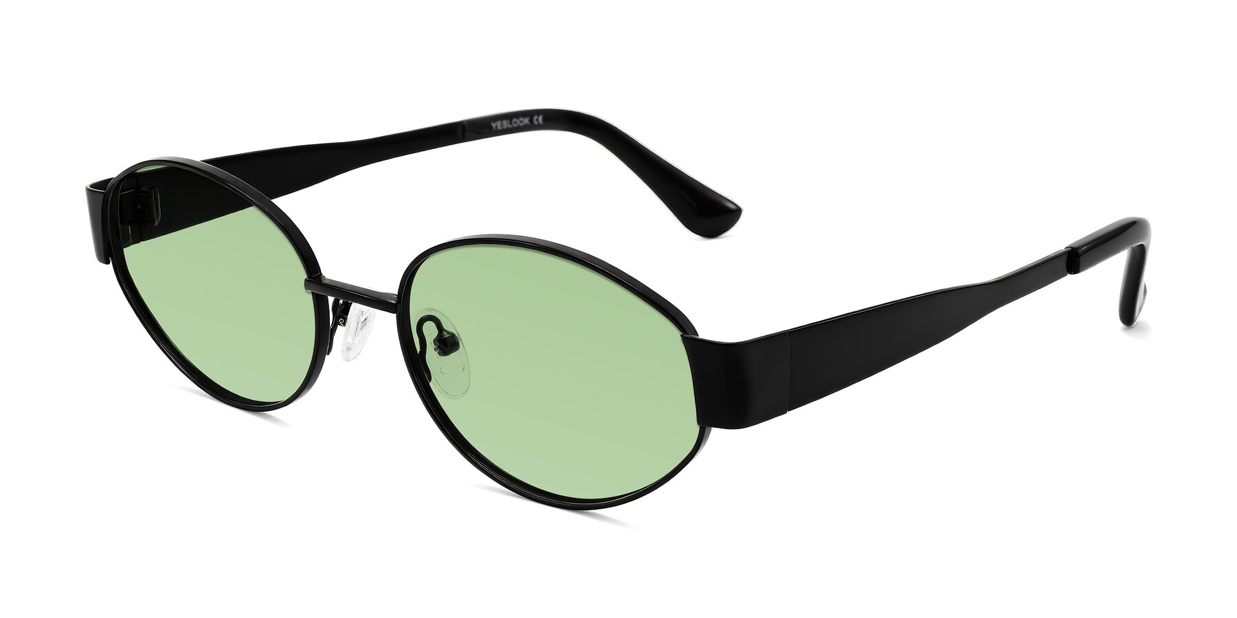 Angle of Kadrid in Black with Medium Green Tinted Lenses