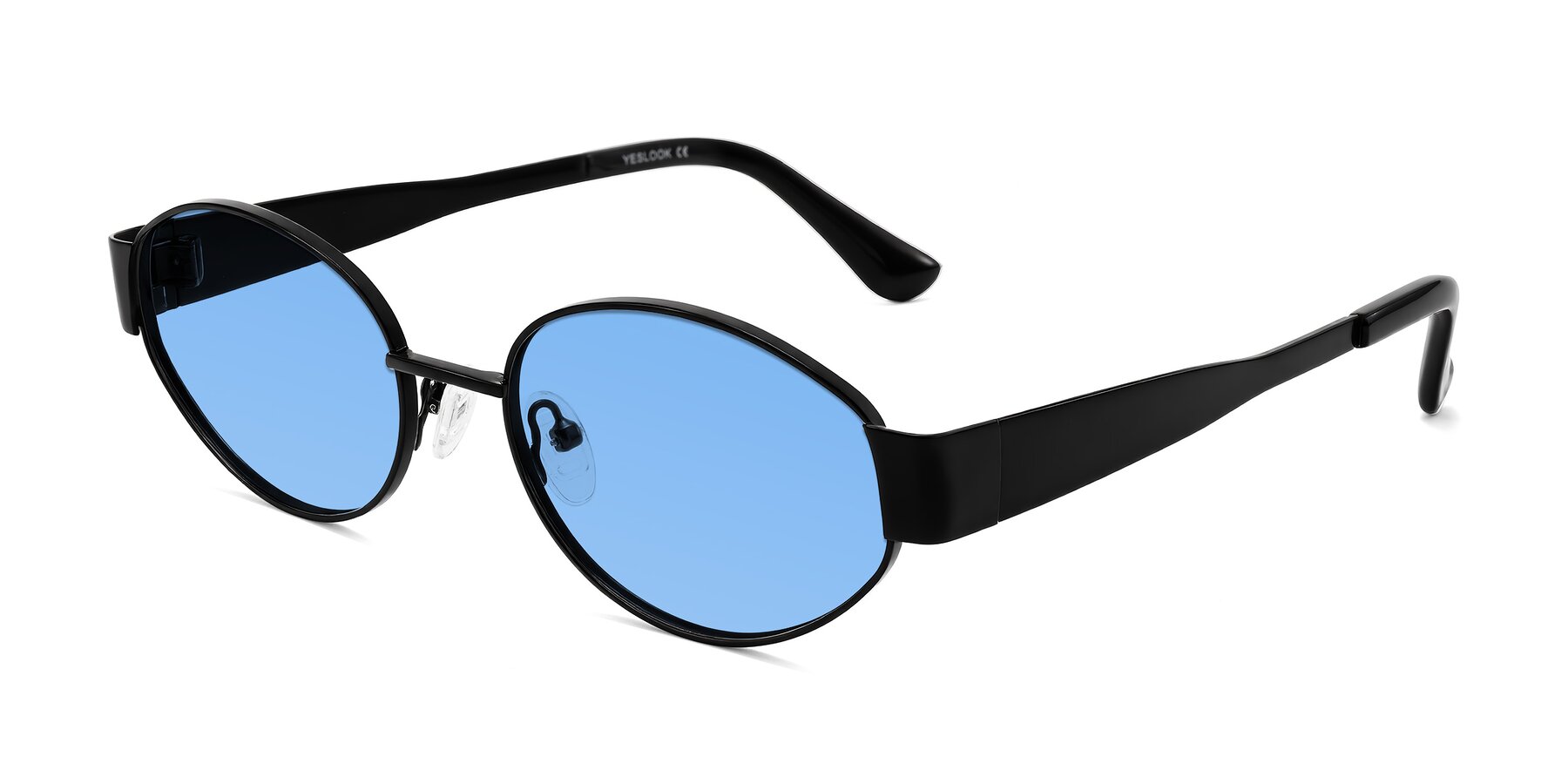Angle of Kadrid in Black with Medium Blue Tinted Lenses