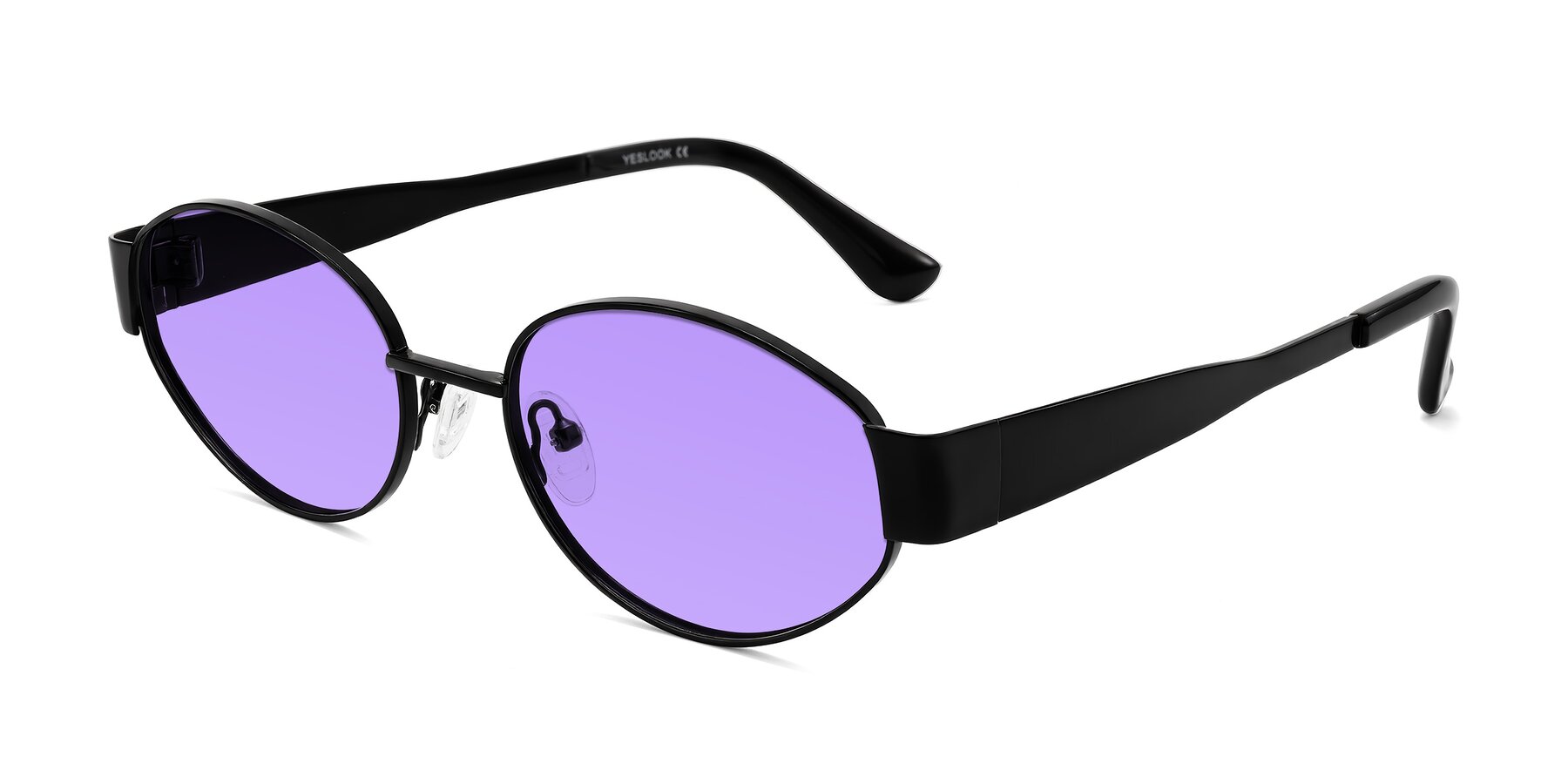 Angle of Kadrid in Black with Medium Purple Tinted Lenses