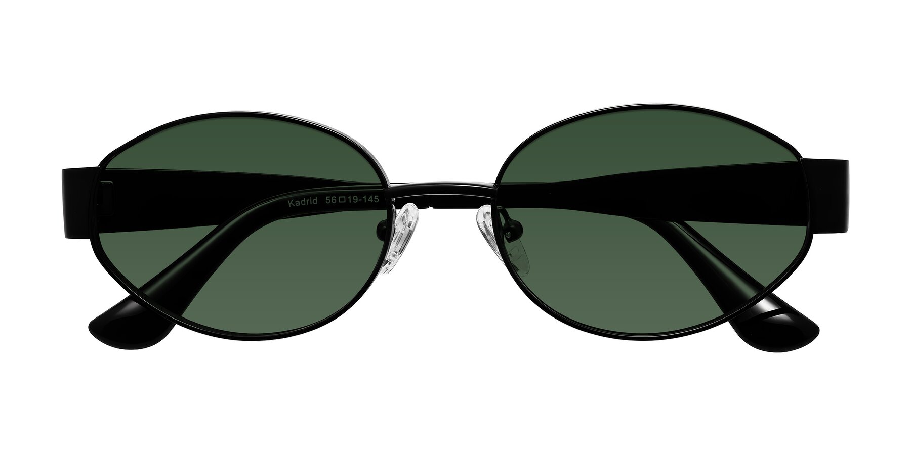 Folded Front of Kadrid in Black with Green Tinted Lenses
