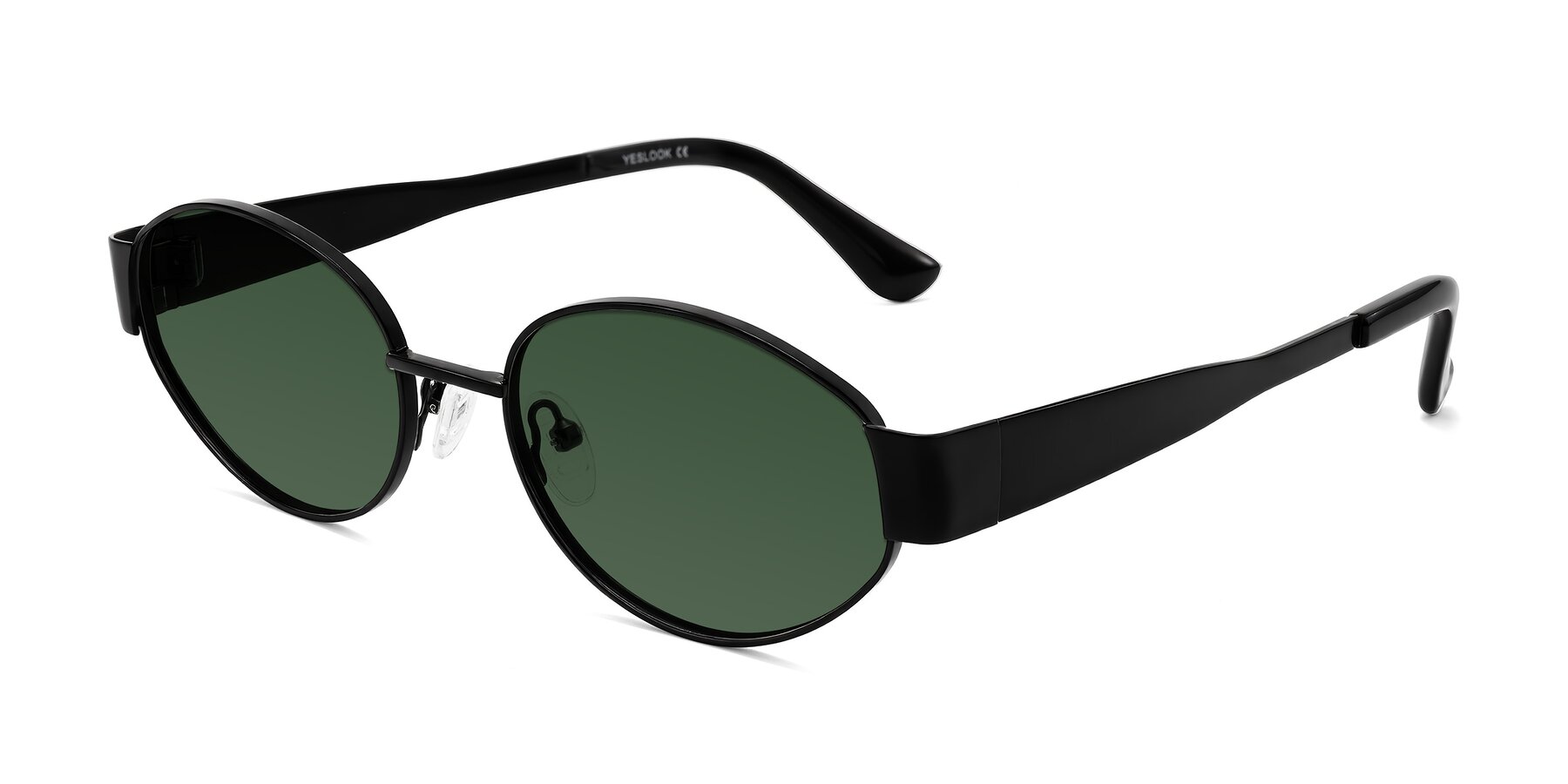 Angle of Kadrid in Black with Green Tinted Lenses
