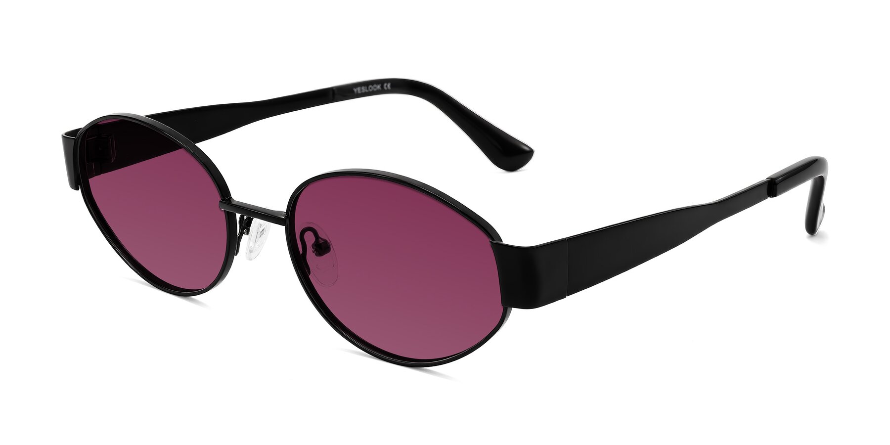 Angle of Kadrid in Black with Wine Tinted Lenses