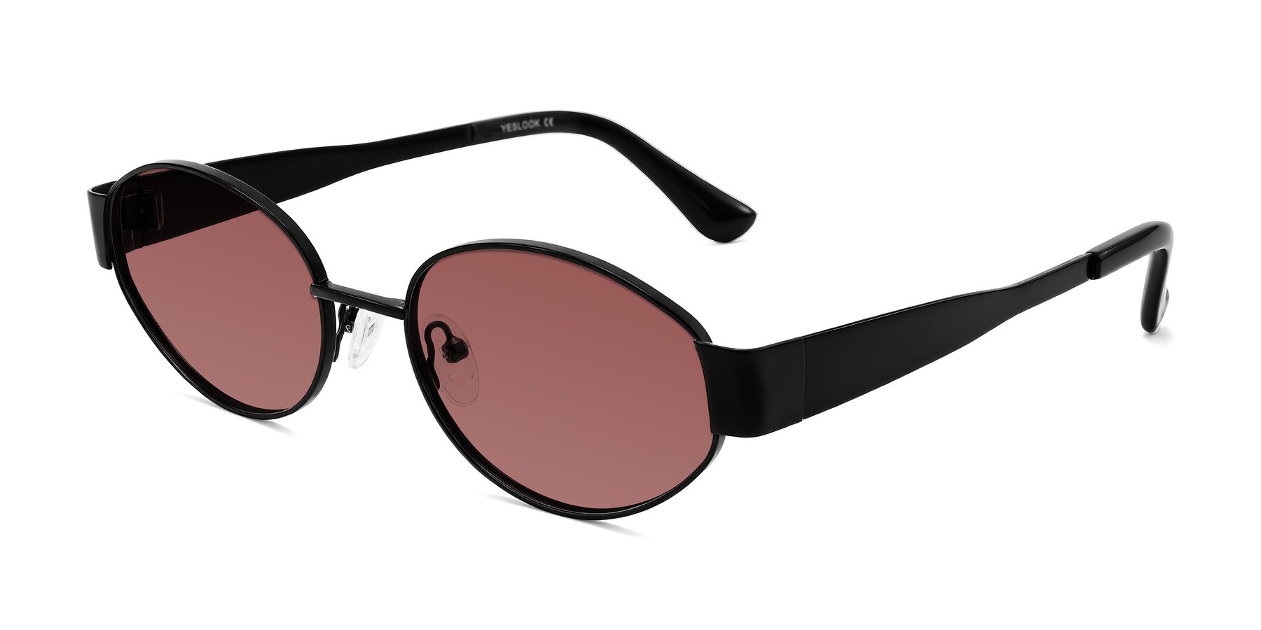 Angle of Kadrid in Black with Garnet Tinted Lenses
