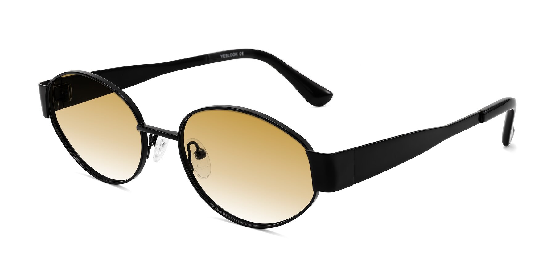 Angle of Kadrid in Black with Champagne Gradient Lenses