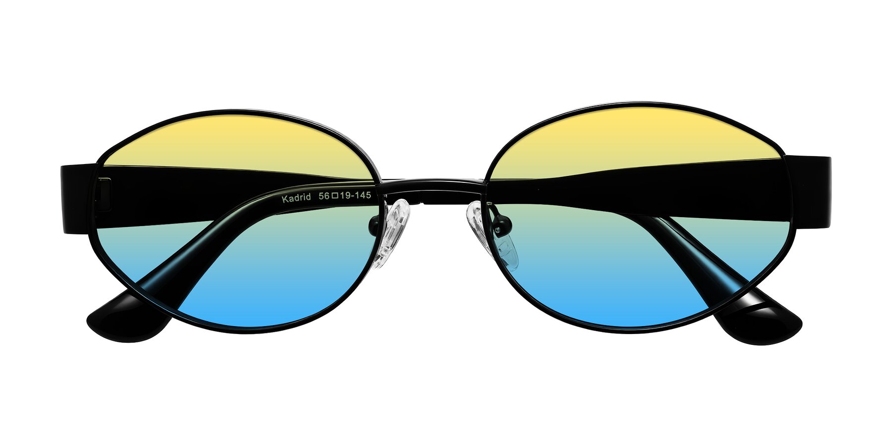 Folded Front of Kadrid in Black with Yellow / Blue Gradient Lenses