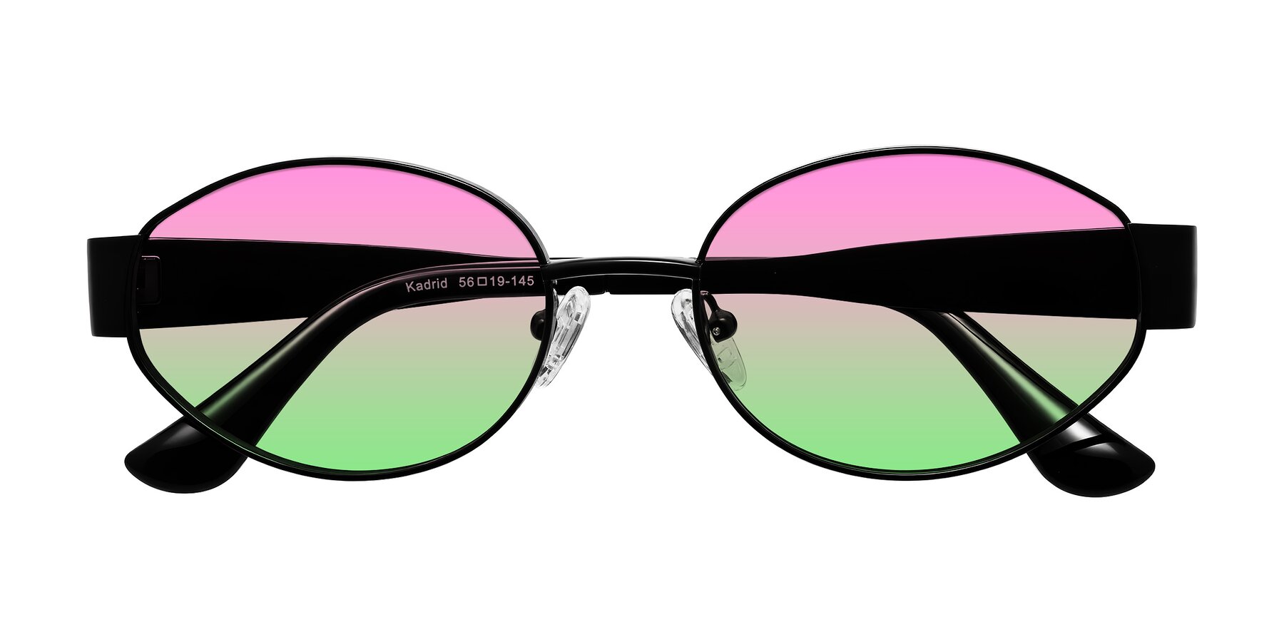 Folded Front of Kadrid in Black with Pink / Green Gradient Lenses