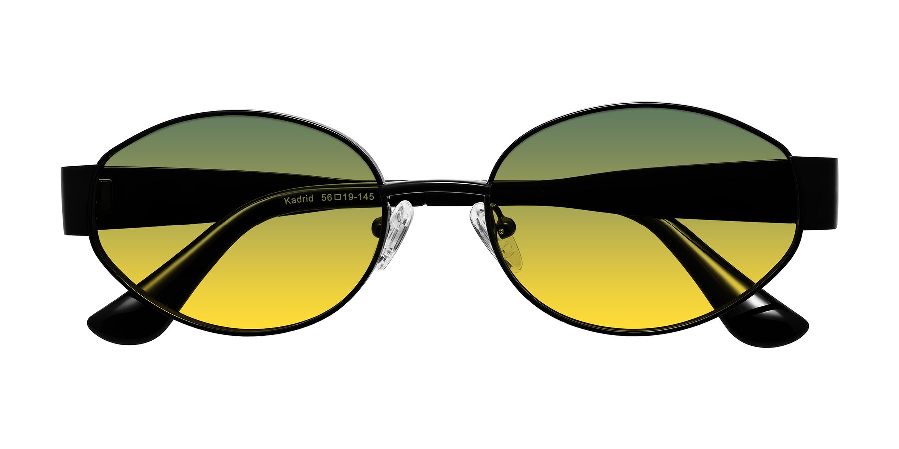 Folded Front of Kadrid in Black with Green / Yellow Gradient Lenses