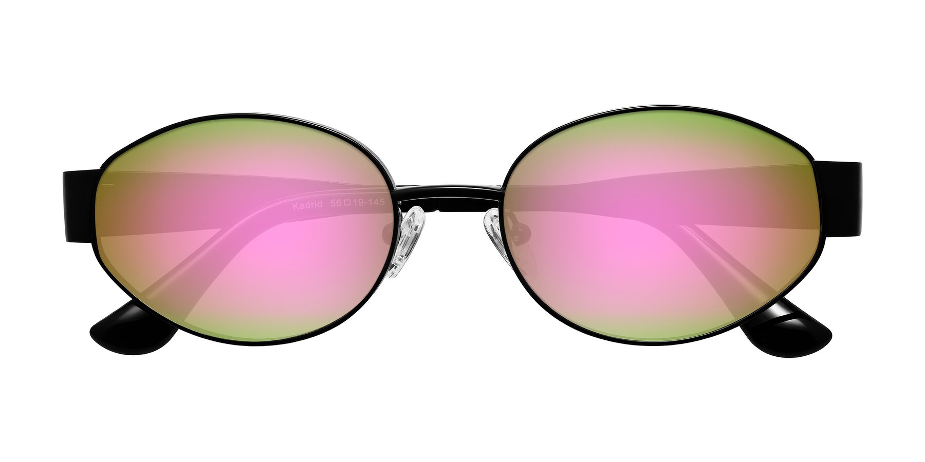 Folded Front of Kadrid in Black with Pink Mirrored Lenses