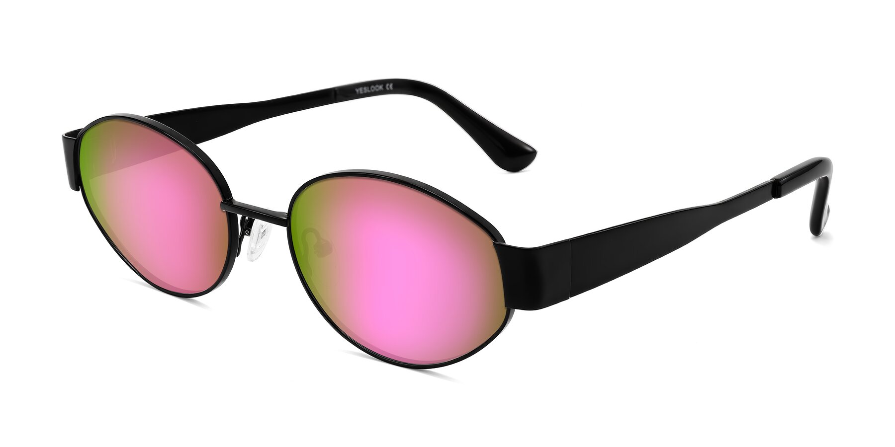 Angle of Kadrid in Black with Pink Mirrored Lenses