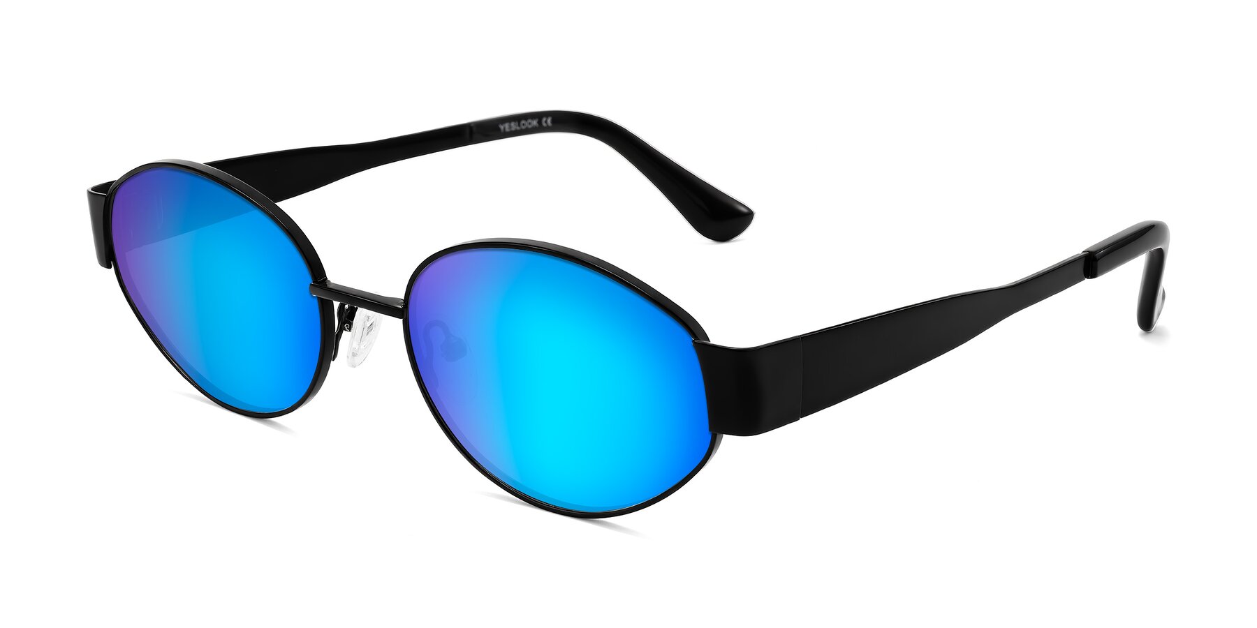 Angle of Kadrid in Black with Blue Mirrored Lenses
