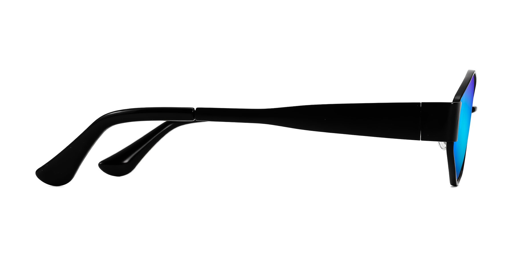 Side of Kadrid in Black with Blue Mirrored Lenses