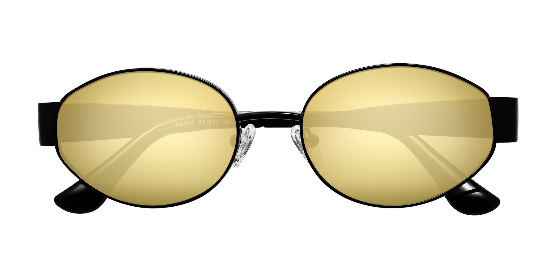 Folded Front of Kadrid in Black with Gold Mirrored Lenses