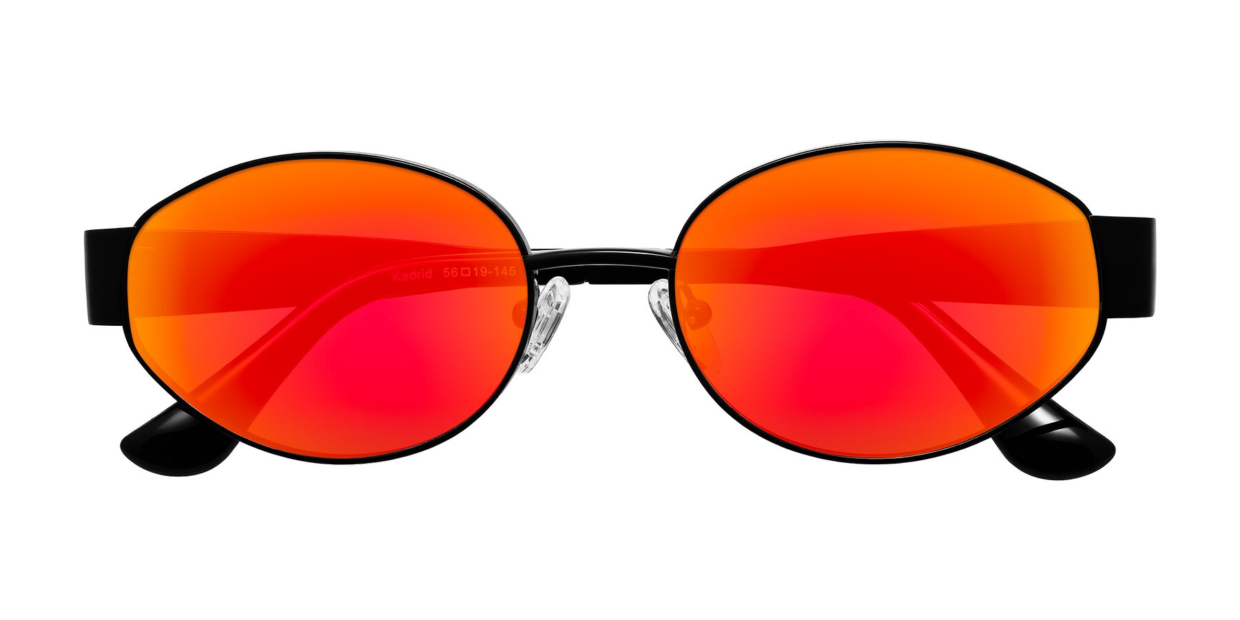 Folded Front of Kadrid in Black with Red Gold Mirrored Lenses