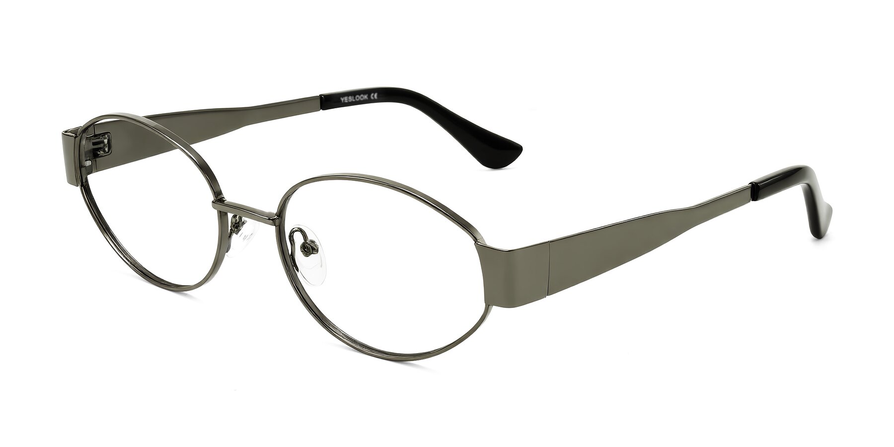 Angle of Kadrid in Gunmetal with Clear Eyeglass Lenses