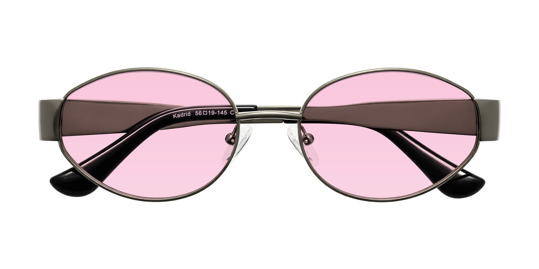 Folded Front of Kadrid in Gunmetal with Light Pink Tinted Lenses