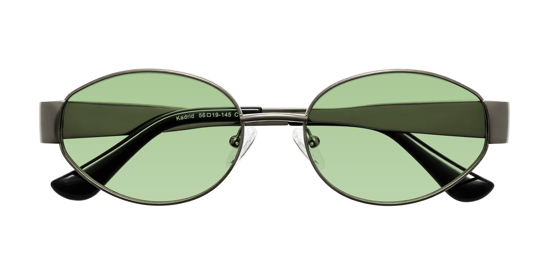 Folded Front of Kadrid in Gunmetal with Medium Green Tinted Lenses