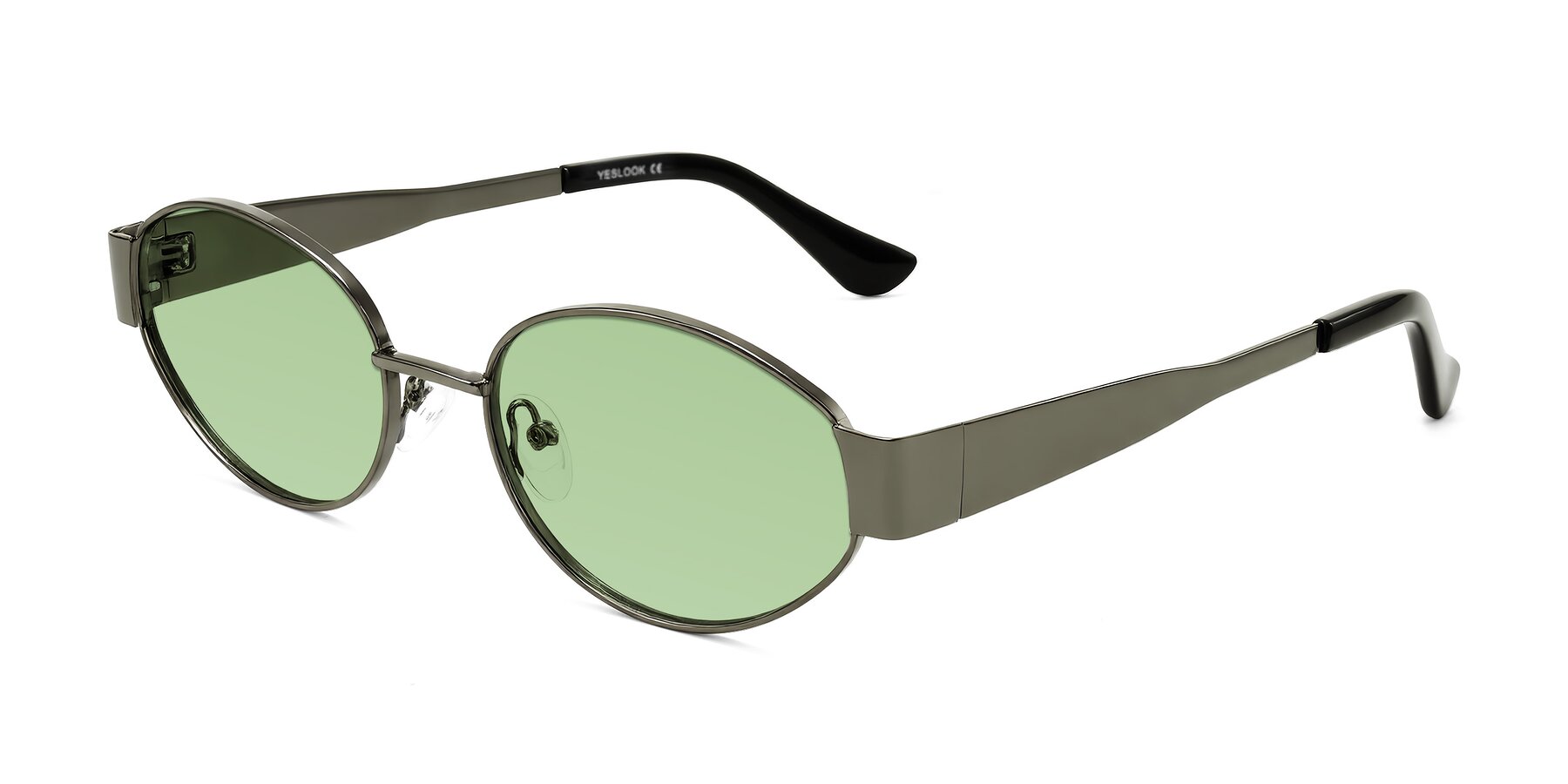 Angle of Kadrid in Gunmetal with Medium Green Tinted Lenses