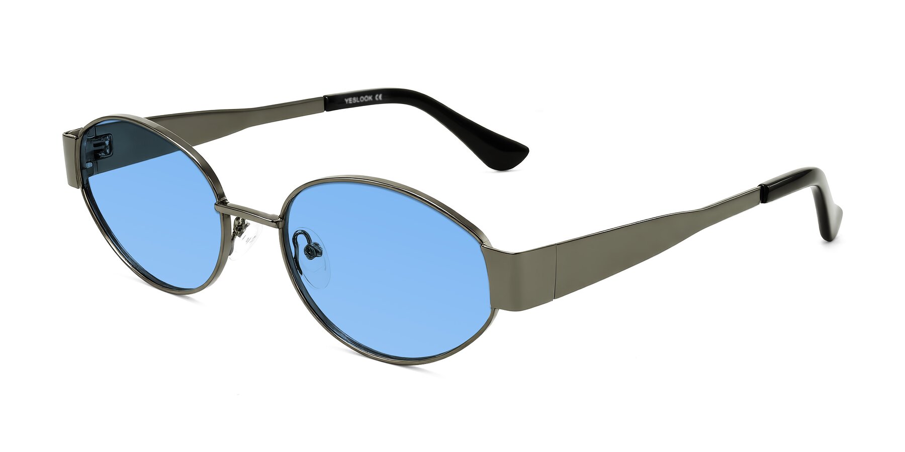 Angle of Kadrid in Gunmetal with Medium Blue Tinted Lenses