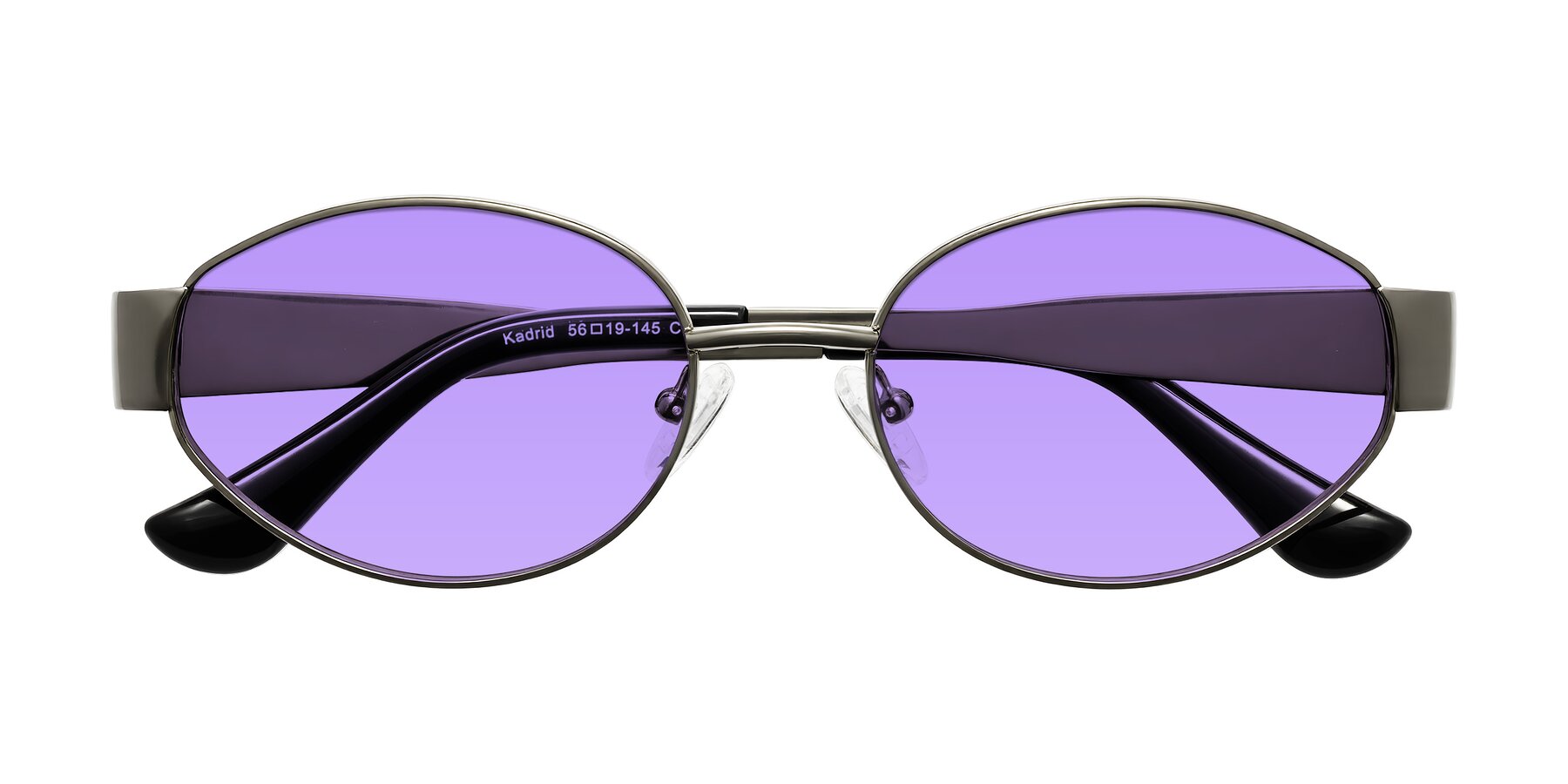 Folded Front of Kadrid in Gunmetal with Medium Purple Tinted Lenses