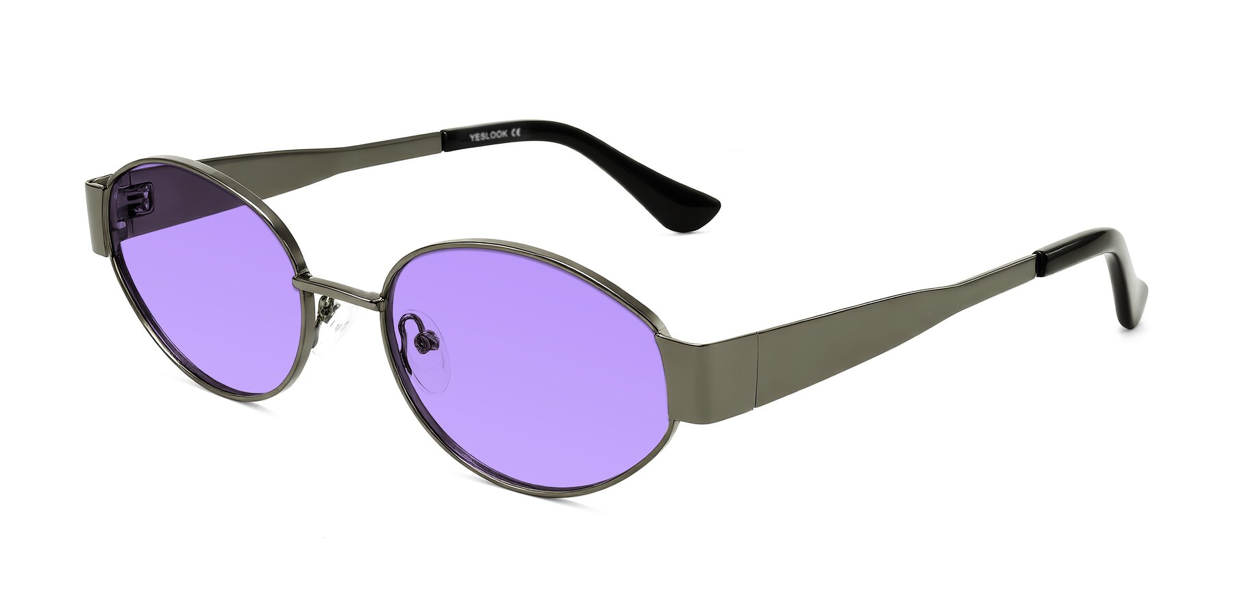Angle of Kadrid in Gunmetal with Medium Purple Tinted Lenses