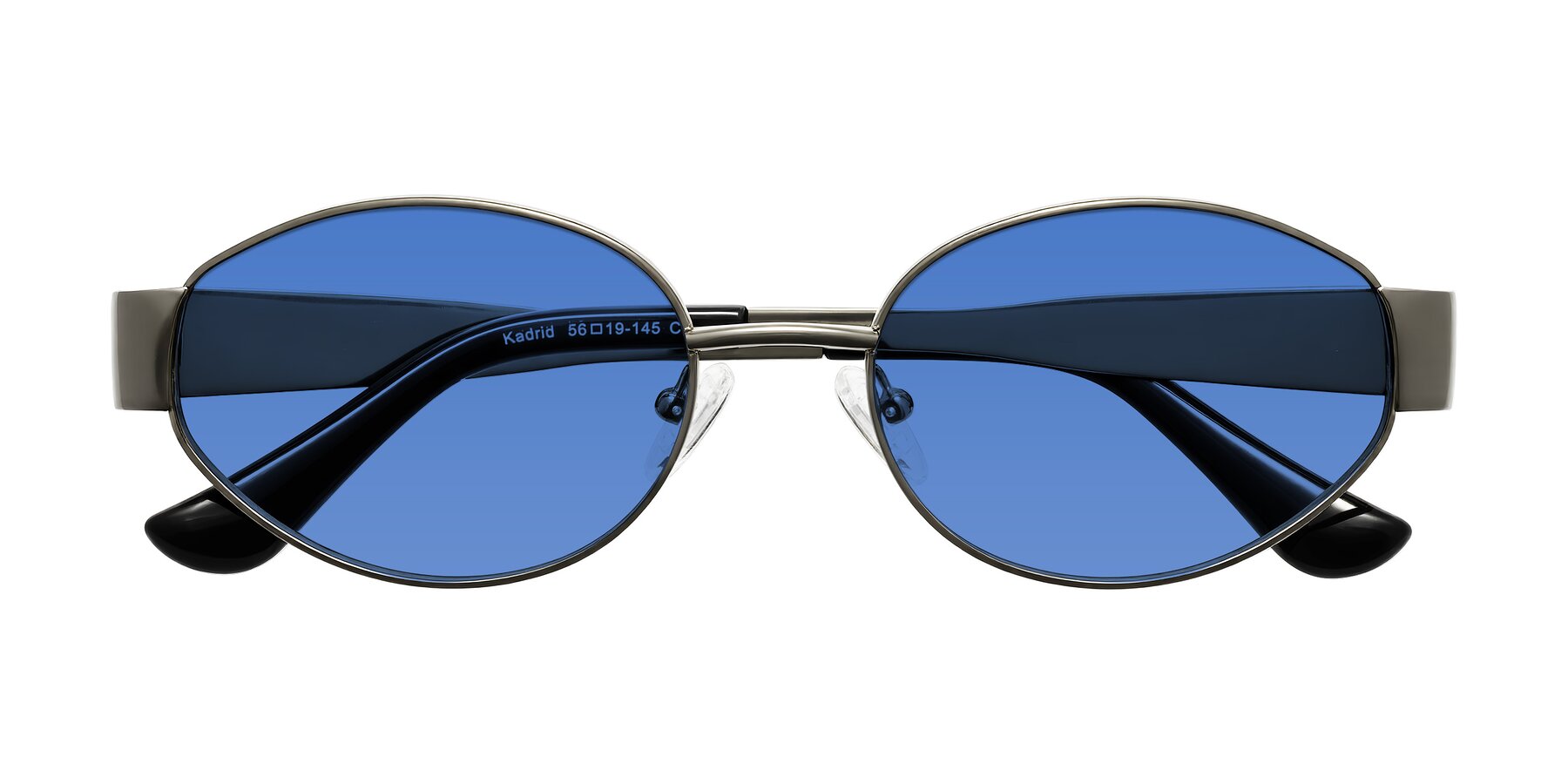 Folded Front of Kadrid in Gunmetal with Blue Tinted Lenses