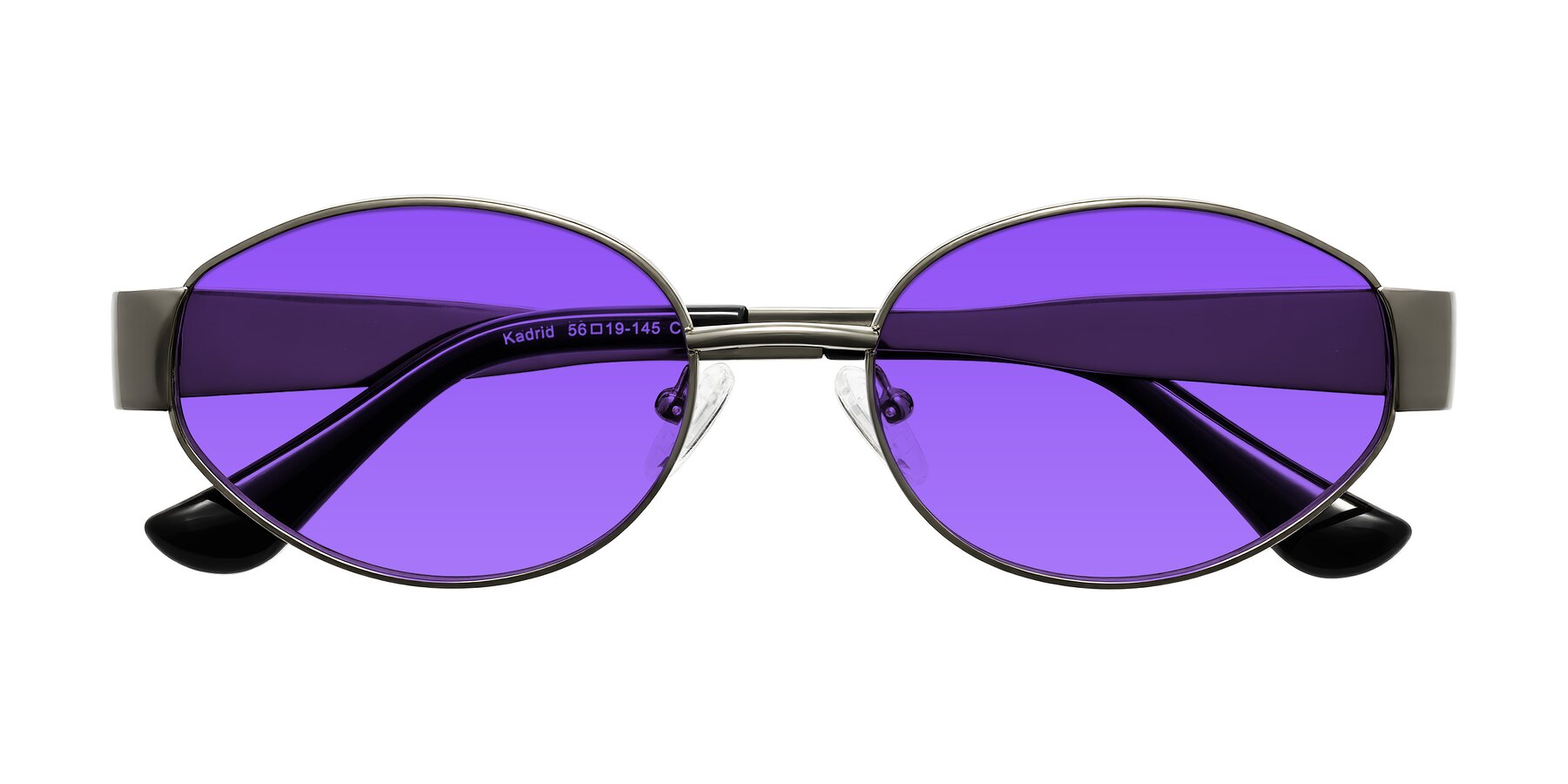 Folded Front of Kadrid in Gunmetal with Purple Tinted Lenses