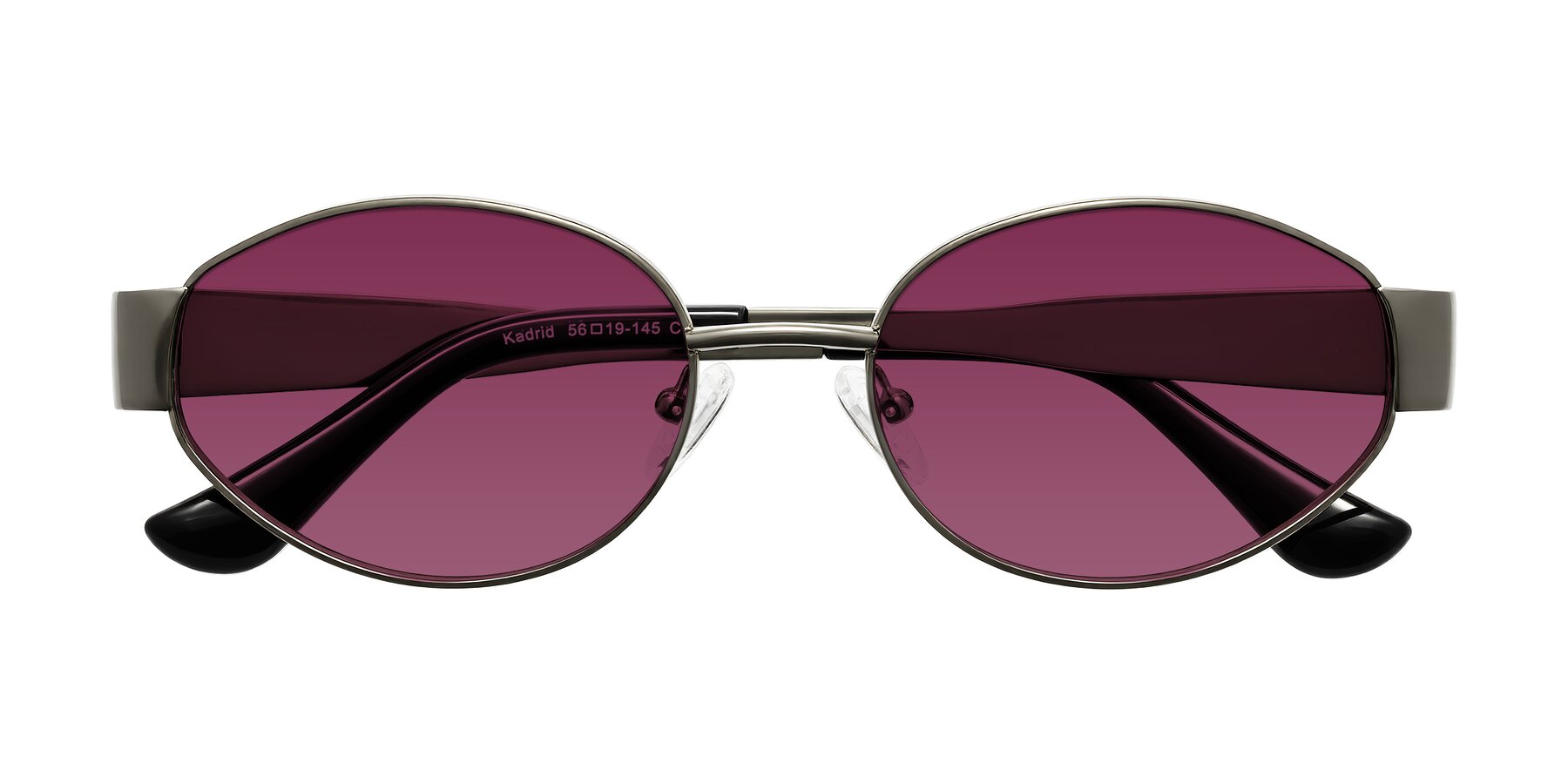 Folded Front of Kadrid in Gunmetal with Wine Tinted Lenses