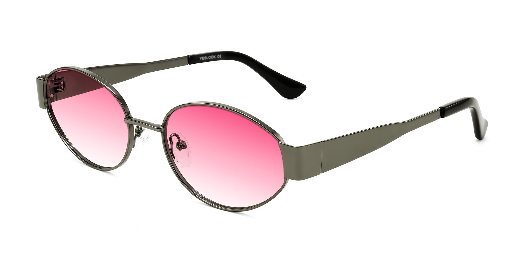 Angle of Kadrid in Gunmetal with Pink Gradient Lenses