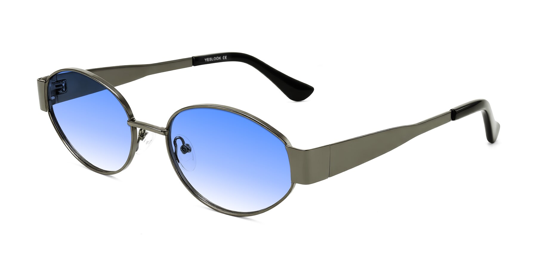 Angle of Kadrid in Gunmetal with Blue Gradient Lenses