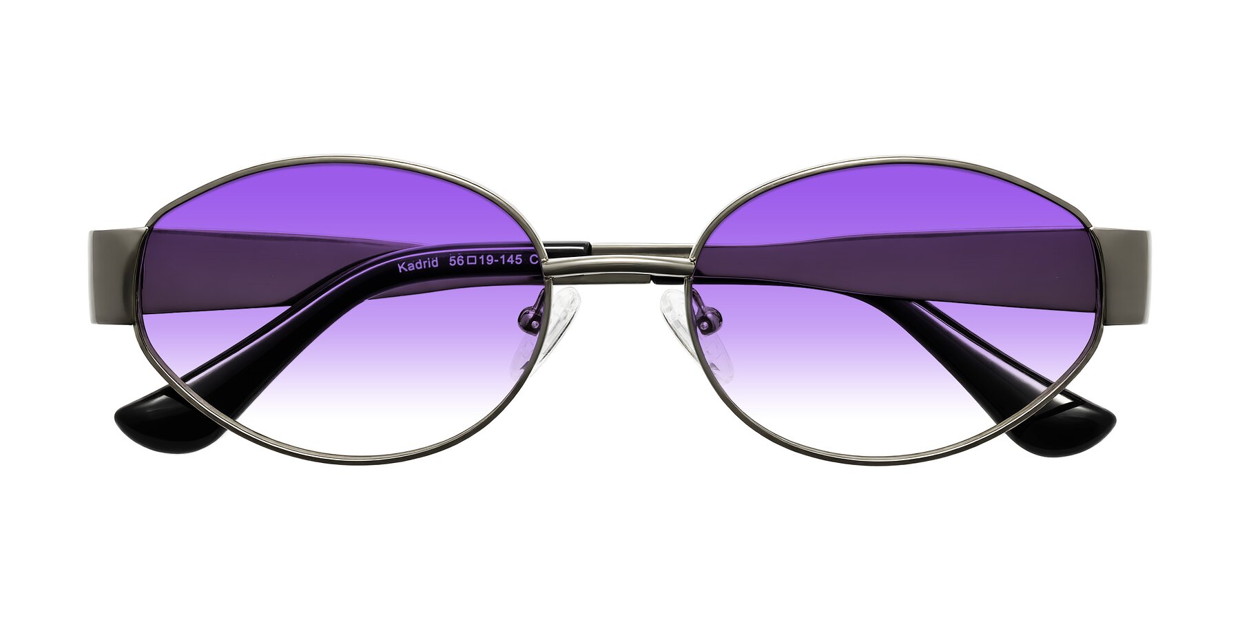 Folded Front of Kadrid in Gunmetal with Purple Gradient Lenses