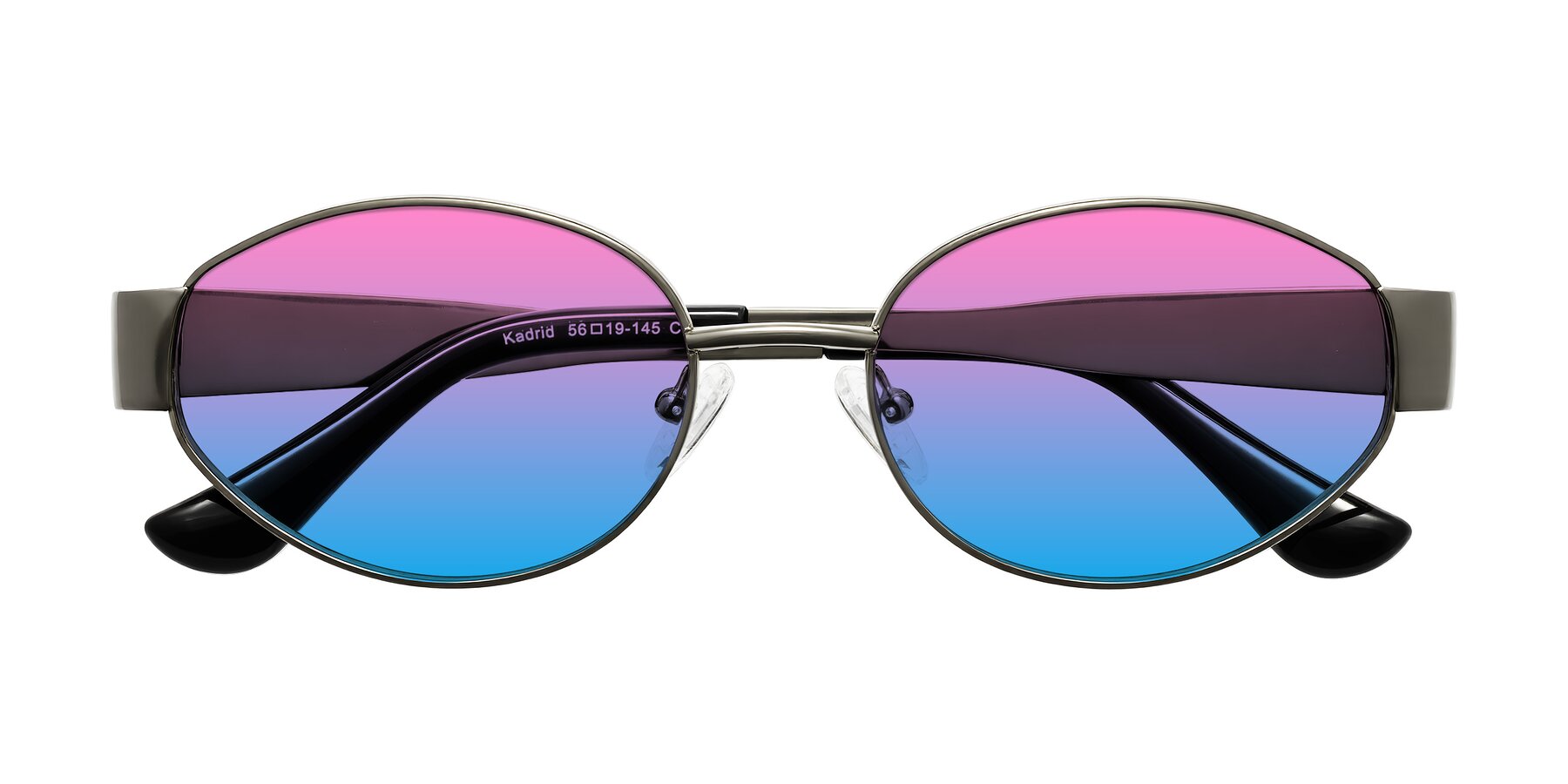 Folded Front of Kadrid in Gunmetal with Pink / Blue Gradient Lenses