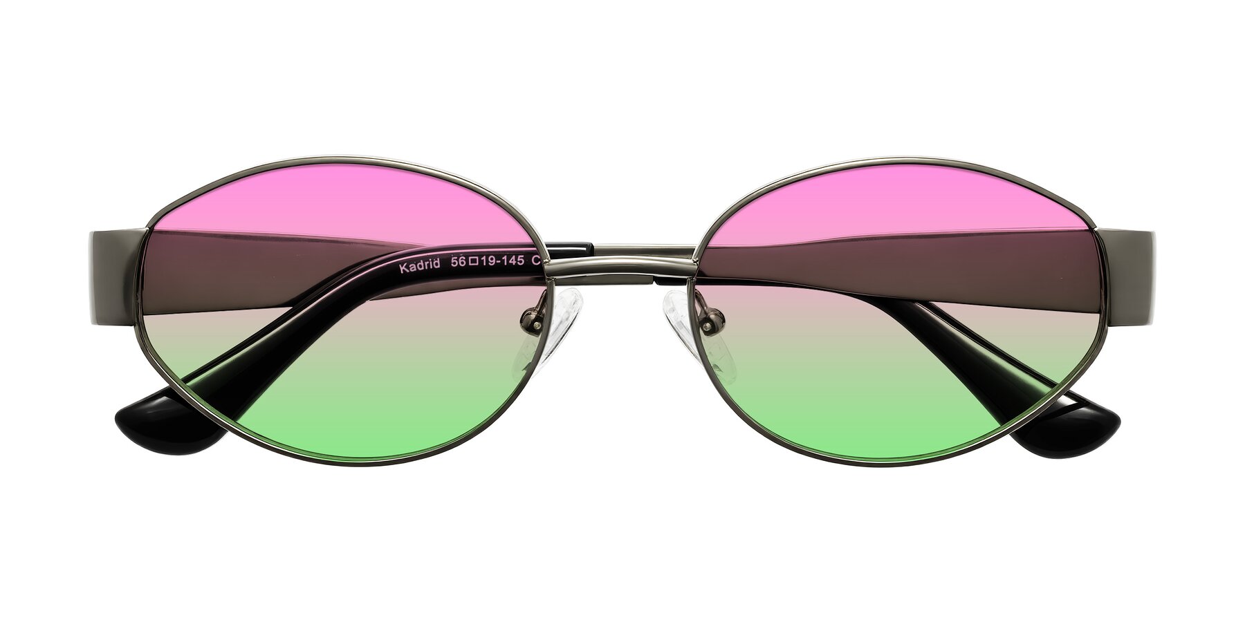 Folded Front of Kadrid in Gunmetal with Pink / Green Gradient Lenses