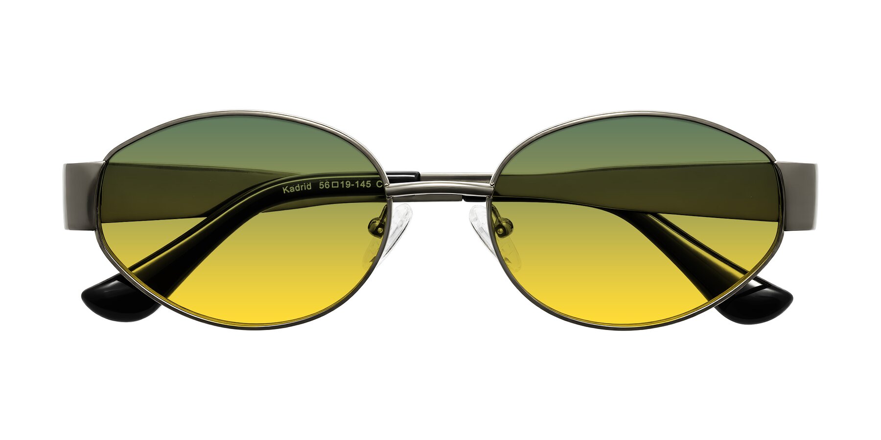 Folded Front of Kadrid in Gunmetal with Green / Yellow Gradient Lenses