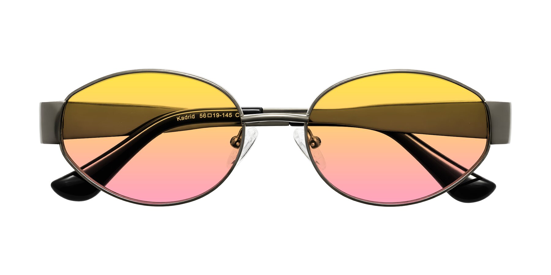 Folded Front of Kadrid in Gunmetal with Yellow / Pink Gradient Lenses