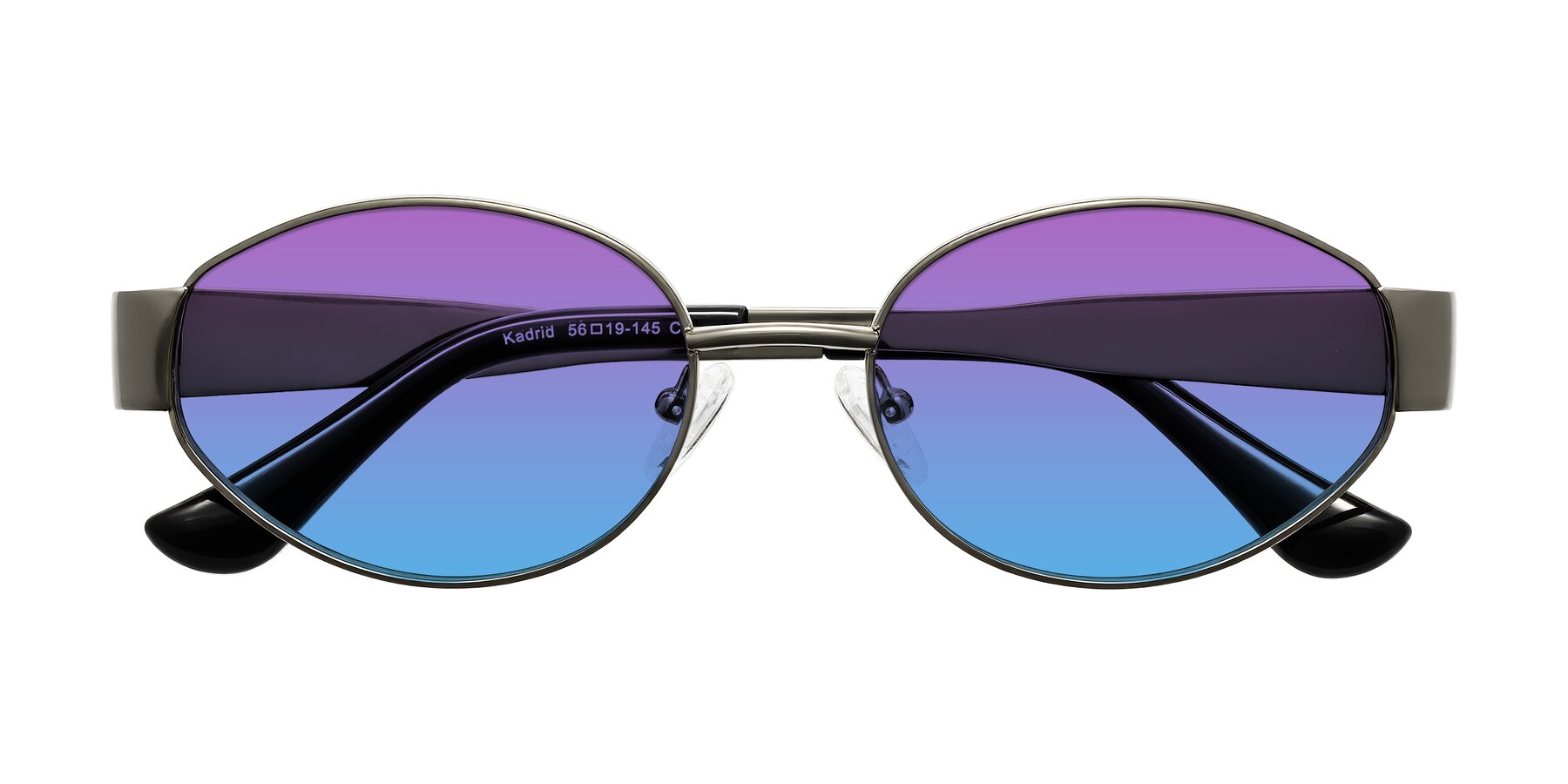 Folded Front of Kadrid in Gunmetal with Purple / Blue Gradient Lenses