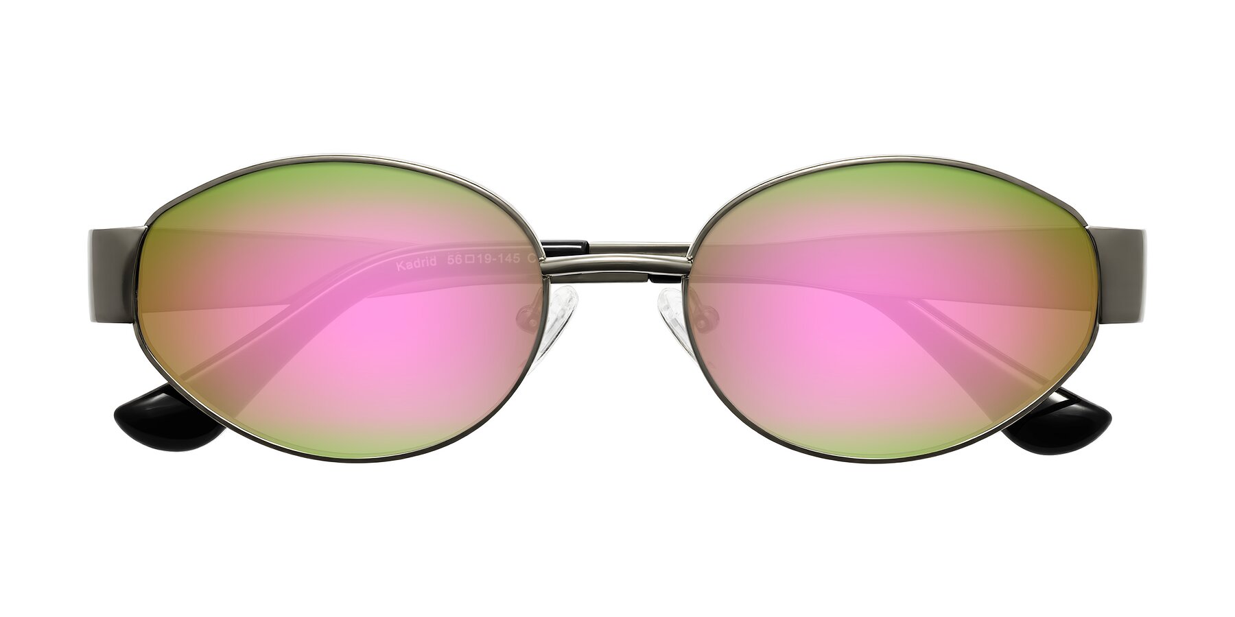 Folded Front of Kadrid in Gunmetal with Pink Mirrored Lenses