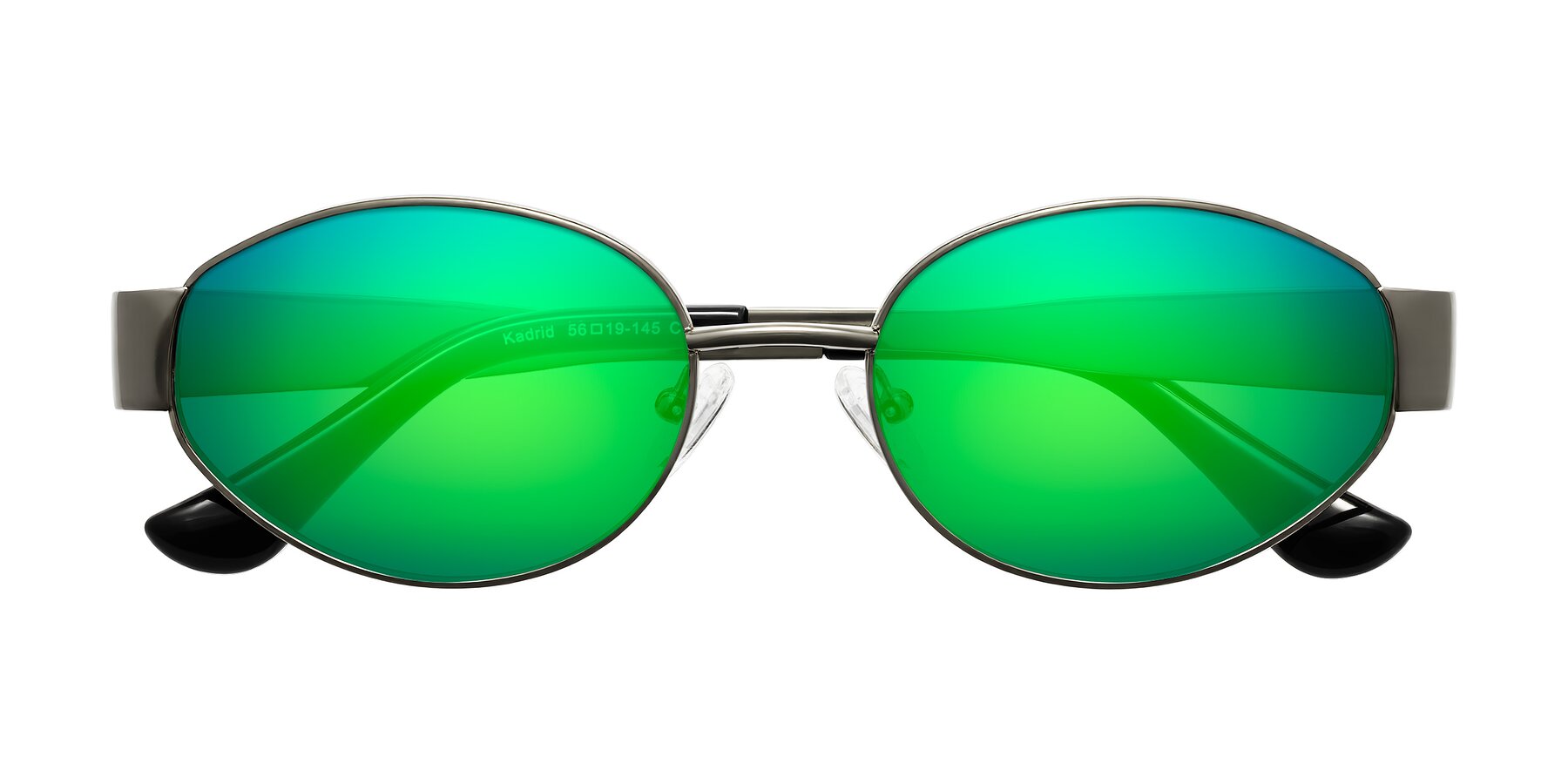 Folded Front of Kadrid in Gunmetal with Green Mirrored Lenses