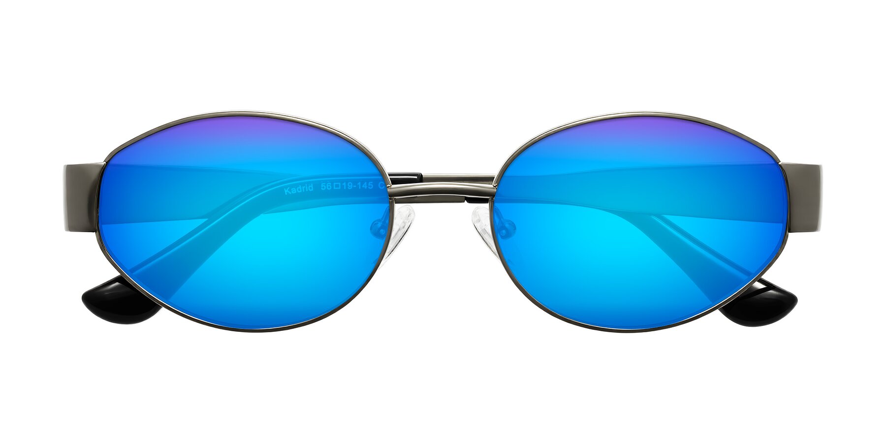 Folded Front of Kadrid in Gunmetal with Blue Mirrored Lenses
