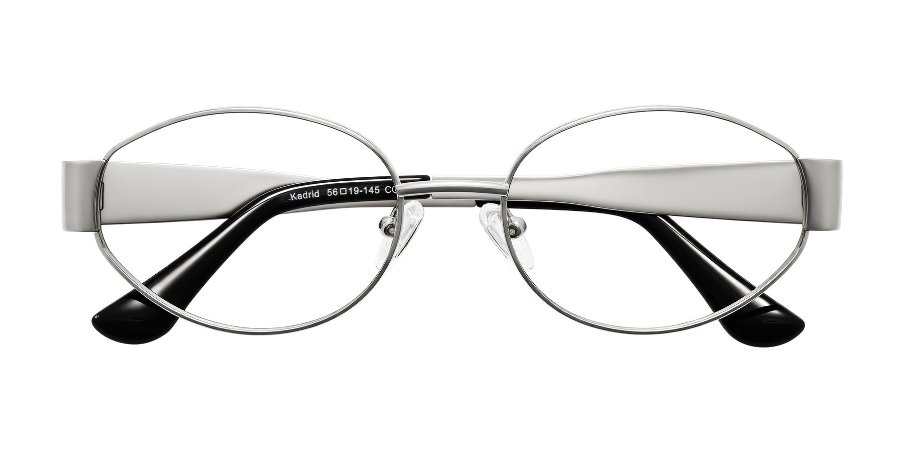 Folded Front of Kadrid in Silver with Clear Blue Light Blocking Lenses