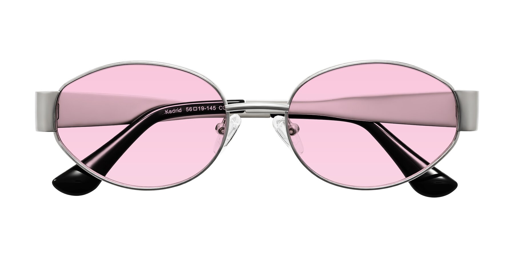 Folded Front of Kadrid in Silver with Light Pink Tinted Lenses