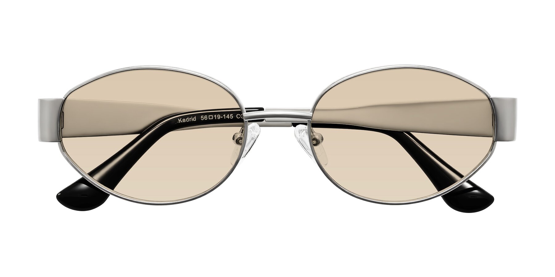 Folded Front of Kadrid in Silver with Light Brown Tinted Lenses