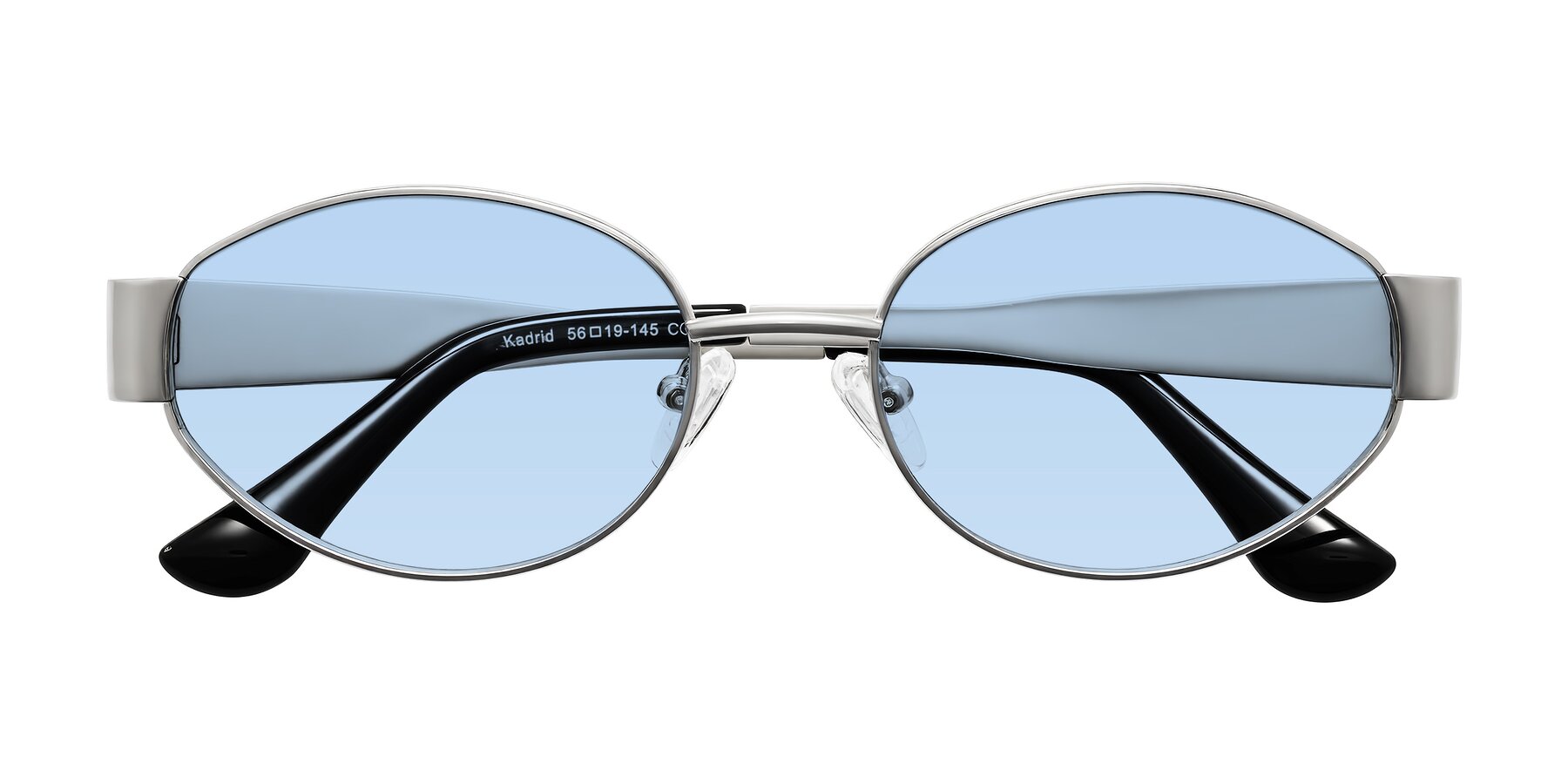 Folded Front of Kadrid in Silver with Light Blue Tinted Lenses