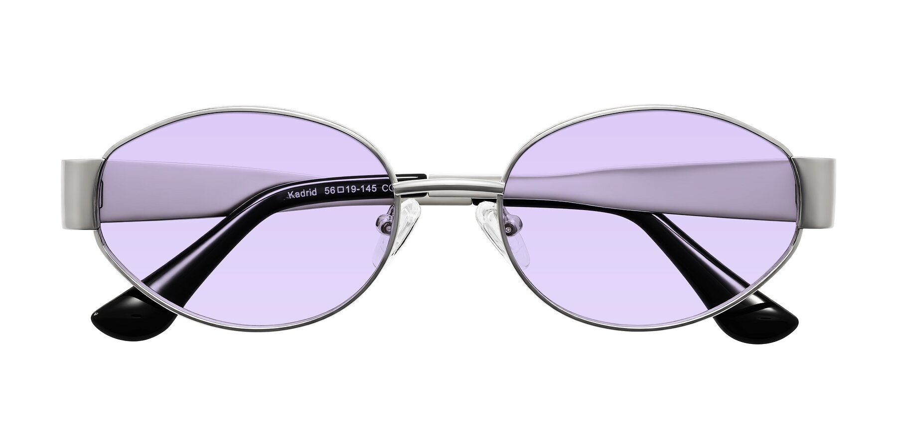 Folded Front of Kadrid in Silver with Light Purple Tinted Lenses