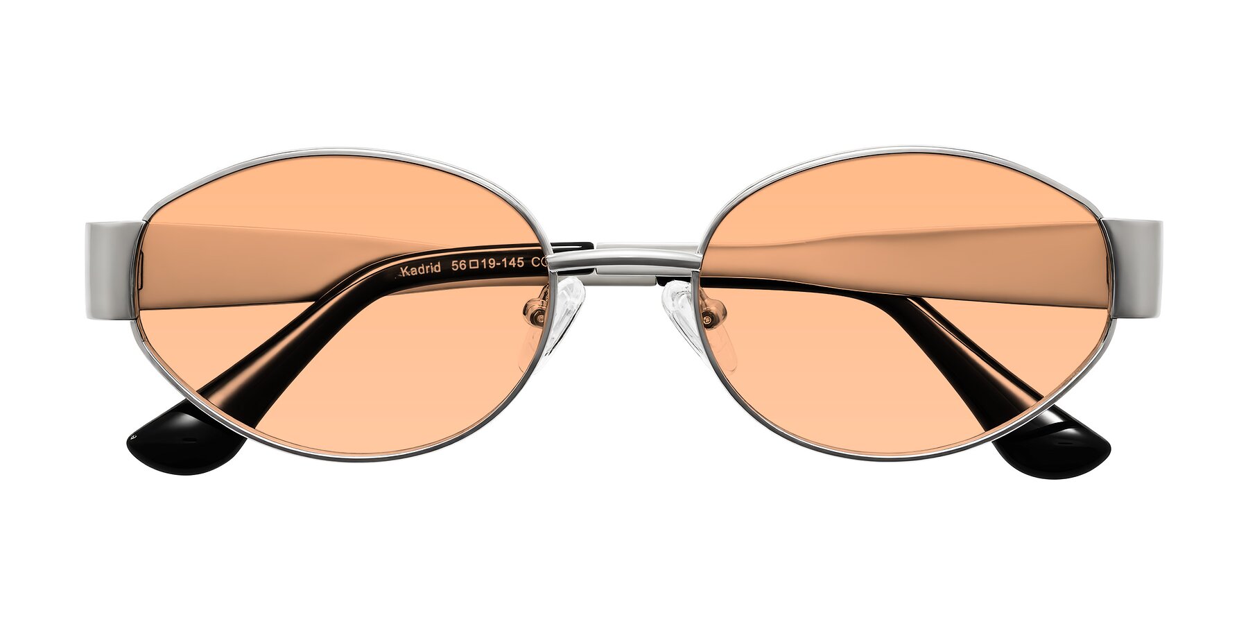 Folded Front of Kadrid in Silver with Light Orange Tinted Lenses