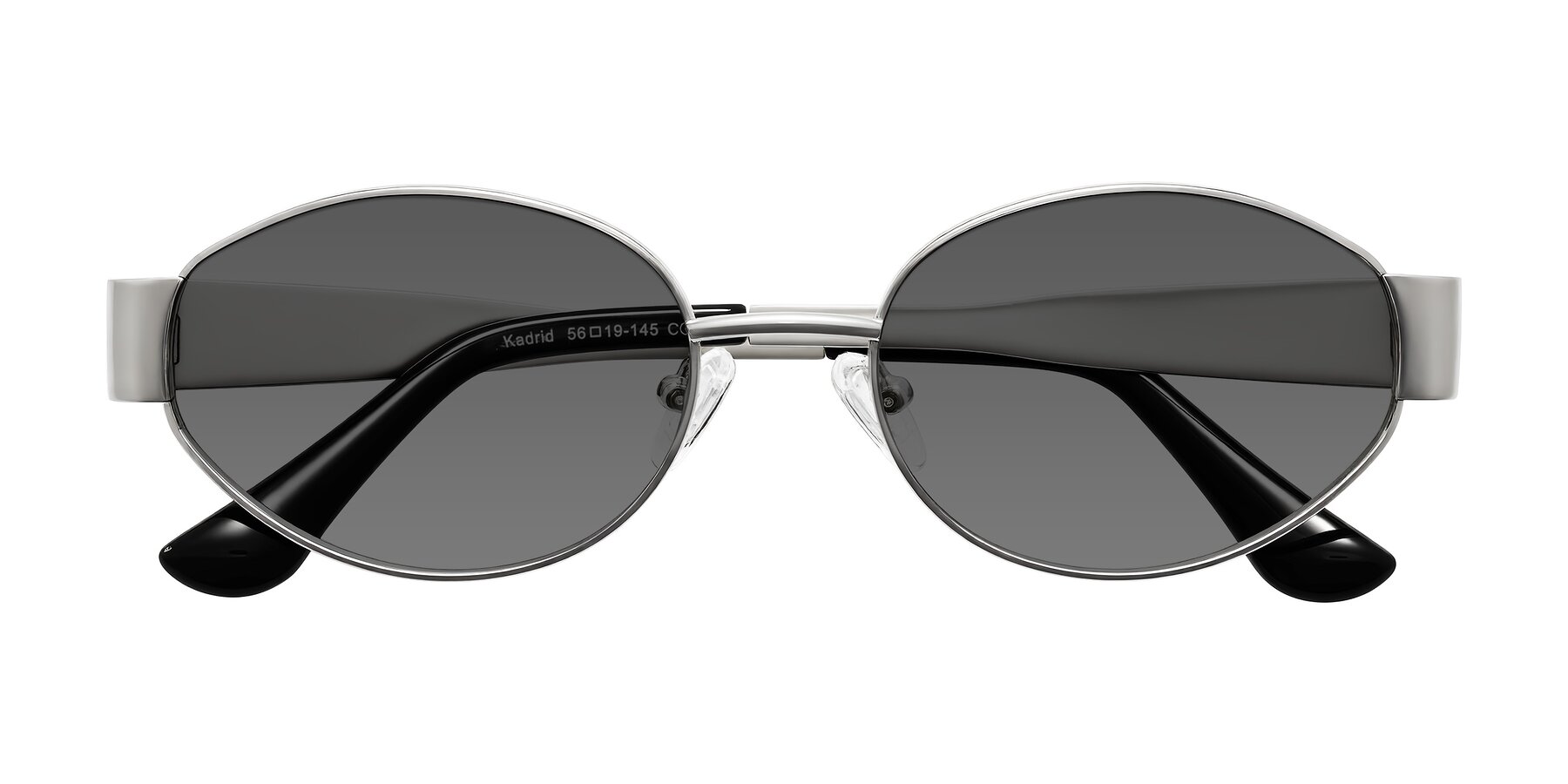 Folded Front of Kadrid in Silver with Medium Gray Tinted Lenses