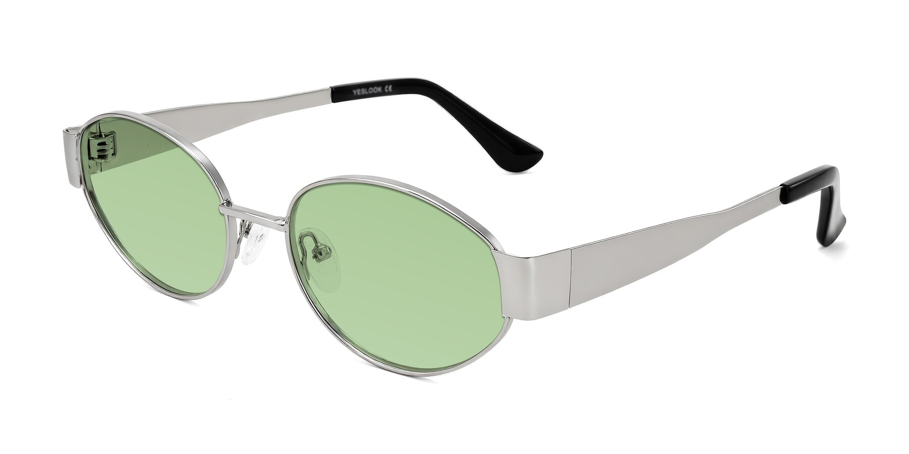 Angle of Kadrid in Silver with Medium Green Tinted Lenses