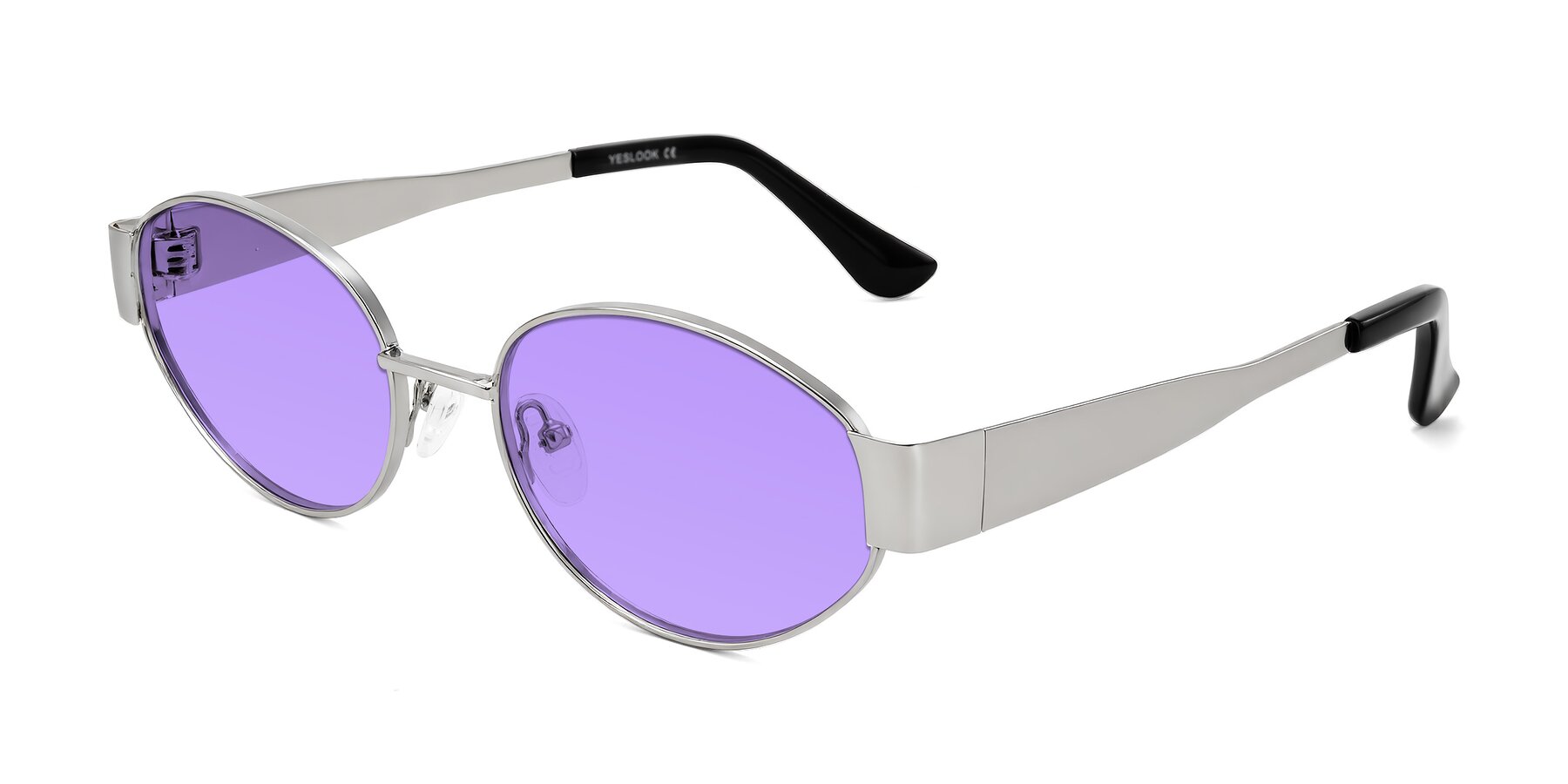 Angle of Kadrid in Silver with Medium Purple Tinted Lenses