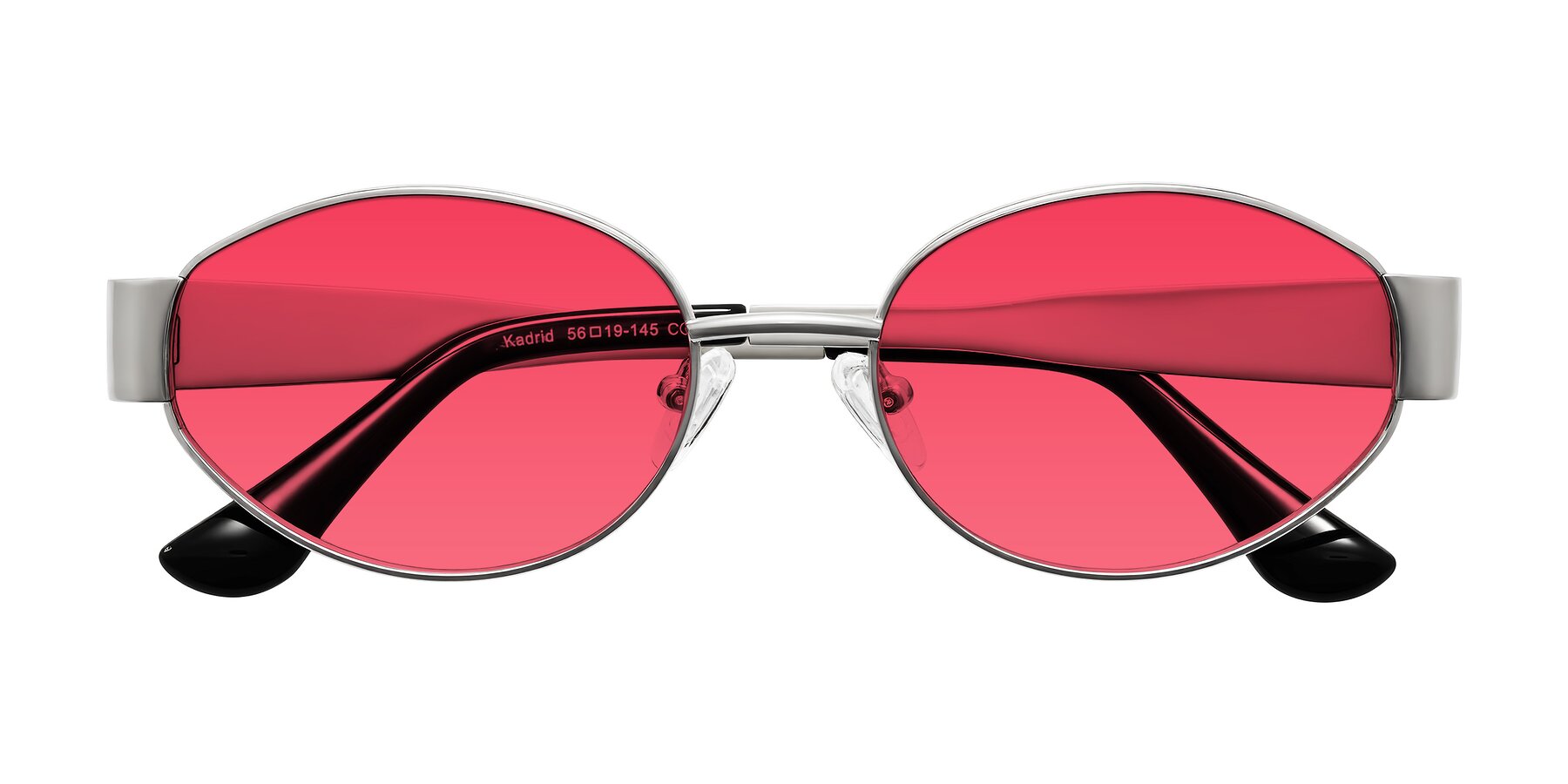 Folded Front of Kadrid in Silver with Red Tinted Lenses