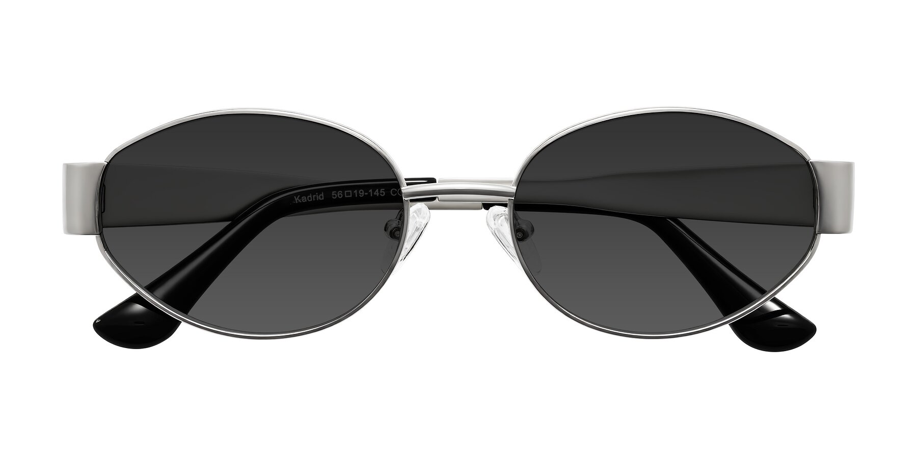 Folded Front of Kadrid in Silver with Gray Tinted Lenses